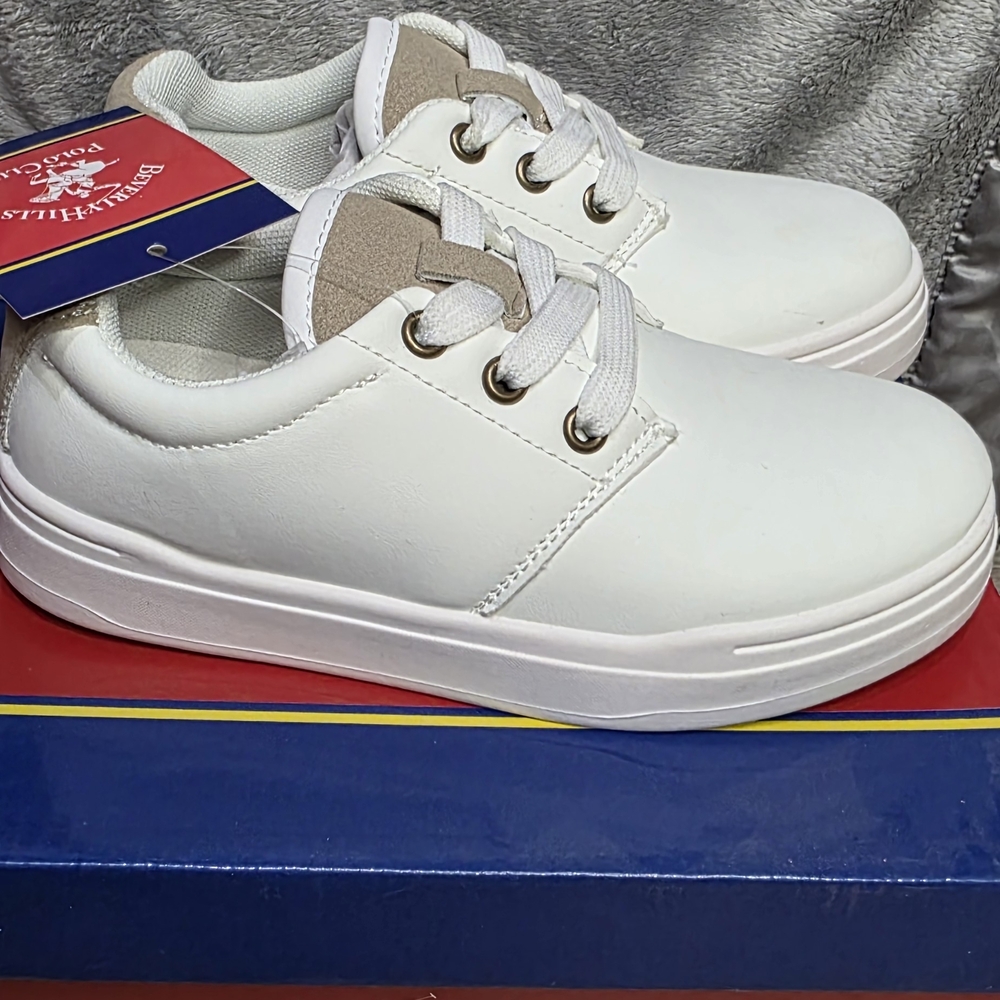 Beverly Hills Polo Club Kids Sneakers in White and Tan